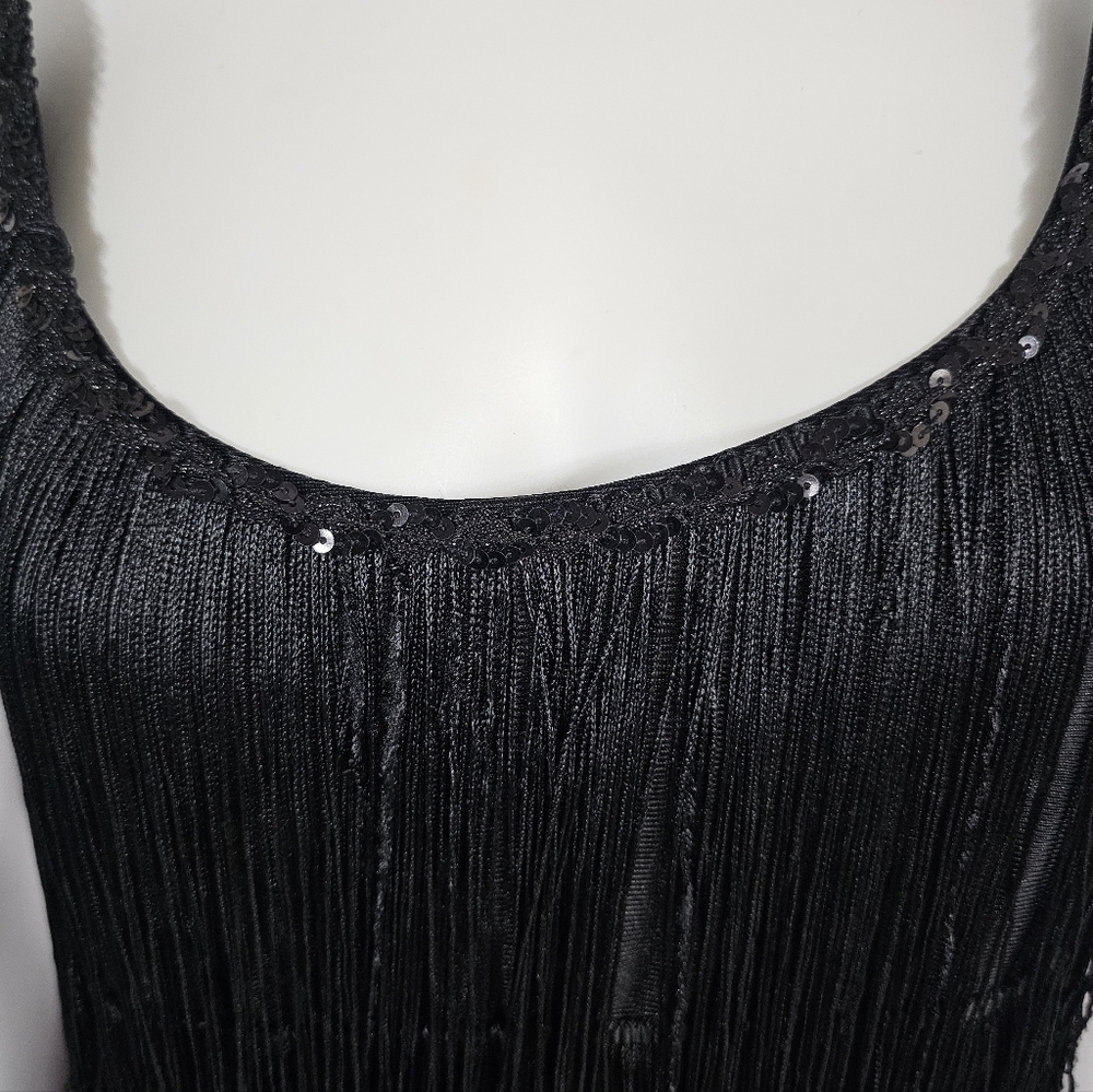 California Costumes Black Fringe Layered 1920's Flapper Dress Size L (Adult) - Picture 12 of 16
